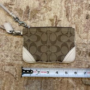 Coach Tan and White Wristlet